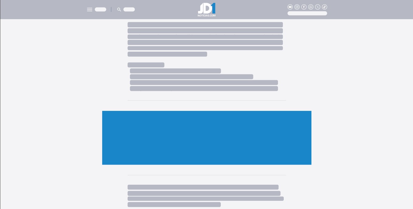 Simulacao do formato Billboard Meio Noticia no portal JD1 Noticias